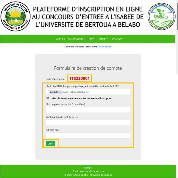 Etape 4 création de compte